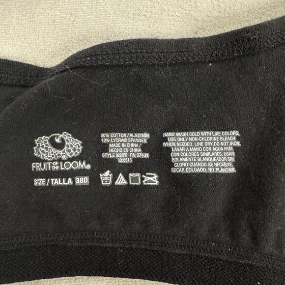 Fruit Of The Loom Black 38D Underwire Bra With Adjustable Straps - Picture 5 of 6